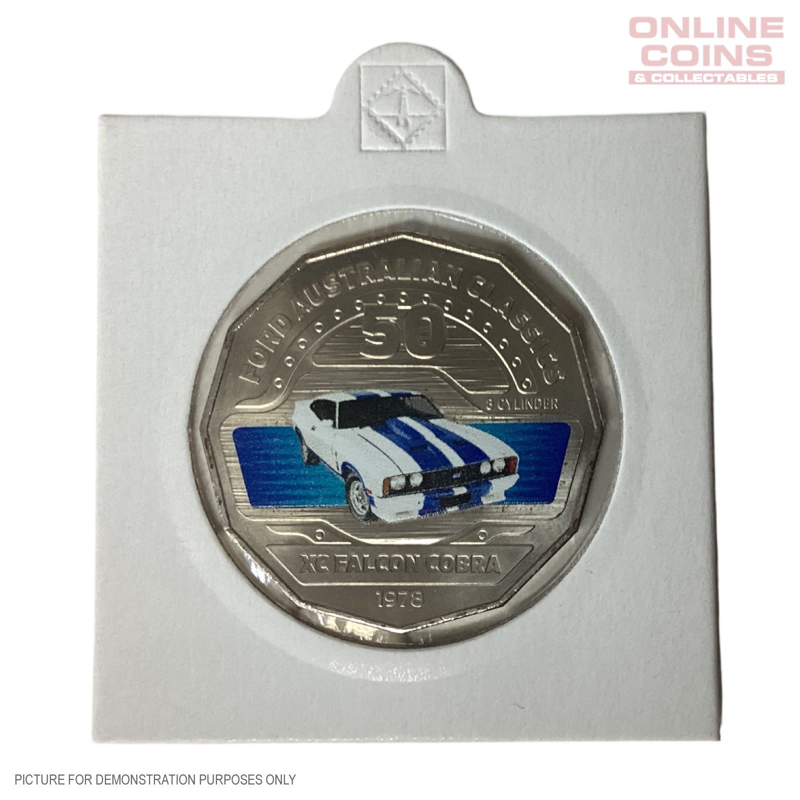 2017 Loose Ford Australian Classics Coloured 50c Coin In 2x2 From Ford Collection Tin - XC Falcon Cobra